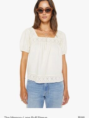 NEW MOTHER Ivory Square-Neck Puff Sleeve Blouse